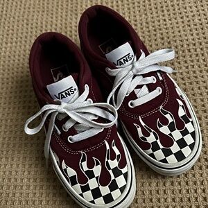 Vans Kids Burgundy Flame Checkered Sneakers